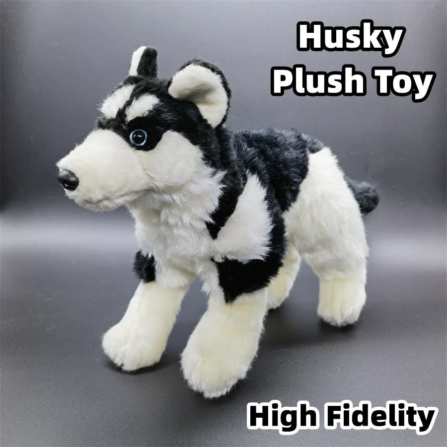 Husky Dog High Fidelity Anime Cute Plushie Eskimo Sled Dog Plush Toys Lifelike Animals Simulation Stuffed Doll Kawai Toy Kids