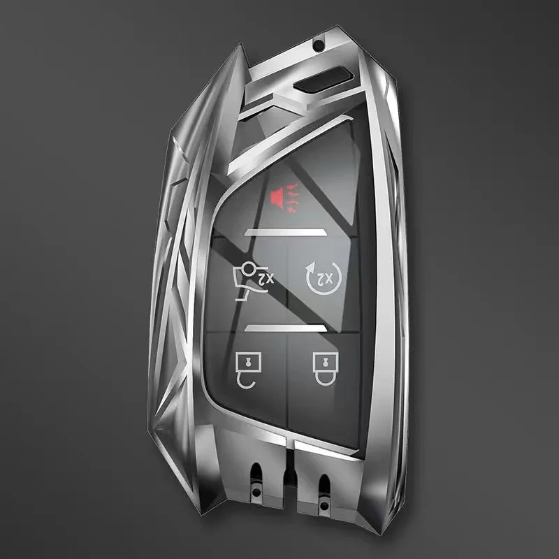 

Alloy Car Remote Key Fob Cover Case Holder Shell Protector for Cadillac CT4 CT5 CT4-V C8 Corvette 2018 2019 2020 2021 Keychains