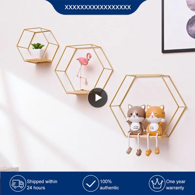 

Floating Shelf Hexagonal Wall Rack Wall Shelf Decoration Living Room Shelf Decor Wall Holder Home Decoration Crystal Shelf
