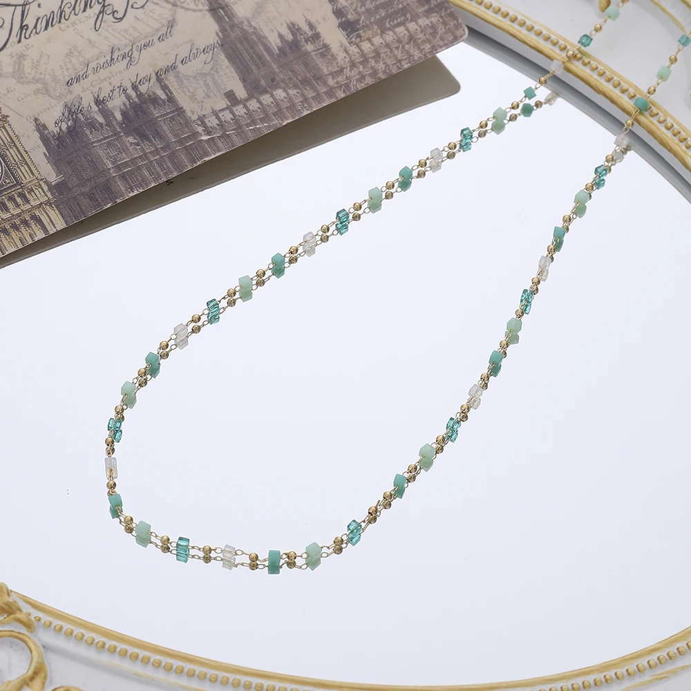 

Korean Choker Necklace For Women Necklace Fashion Jewelry Gift Trendy Green Crystal Beads Necklaces New Arrival Summer Jewelry