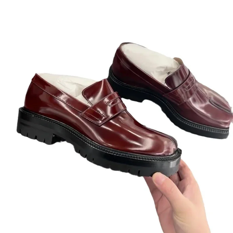 TABI лоферы осенние бордовые туфли Zapatos Mujer женские черные на массивном каблуке