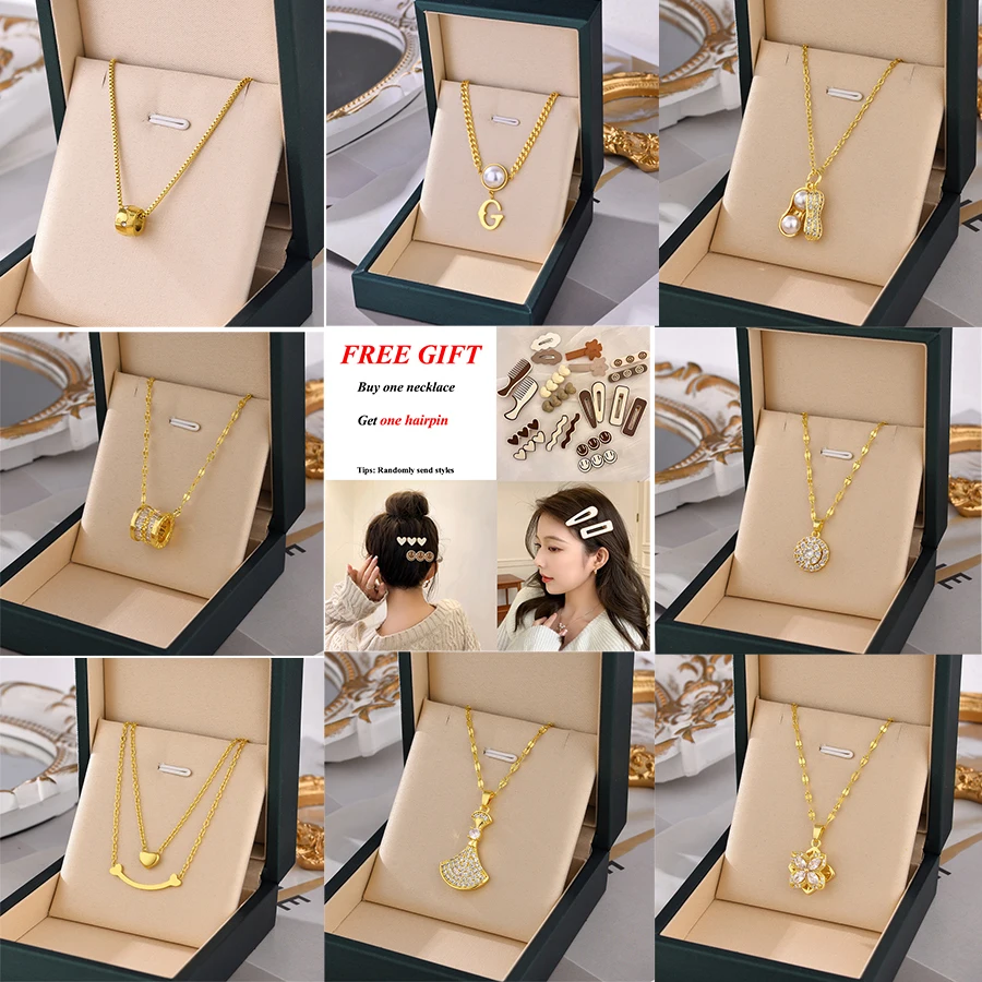 

5A Cubic Zirconia Necklaces Jewelry Best Friend Fashion Pendant Collier Heart Gold Chain for Women