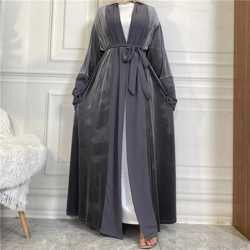 Kimono Sleeve Casual Robe Thick Velvet Cardigan Dress Islamic Clothing Muslim Abaya Kaftan Dubai Party Gown African Clothes
