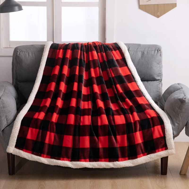 

Blanket Double Layer Lamb Fleece Popular Plaid Blanket Wholesale Flange Blanket