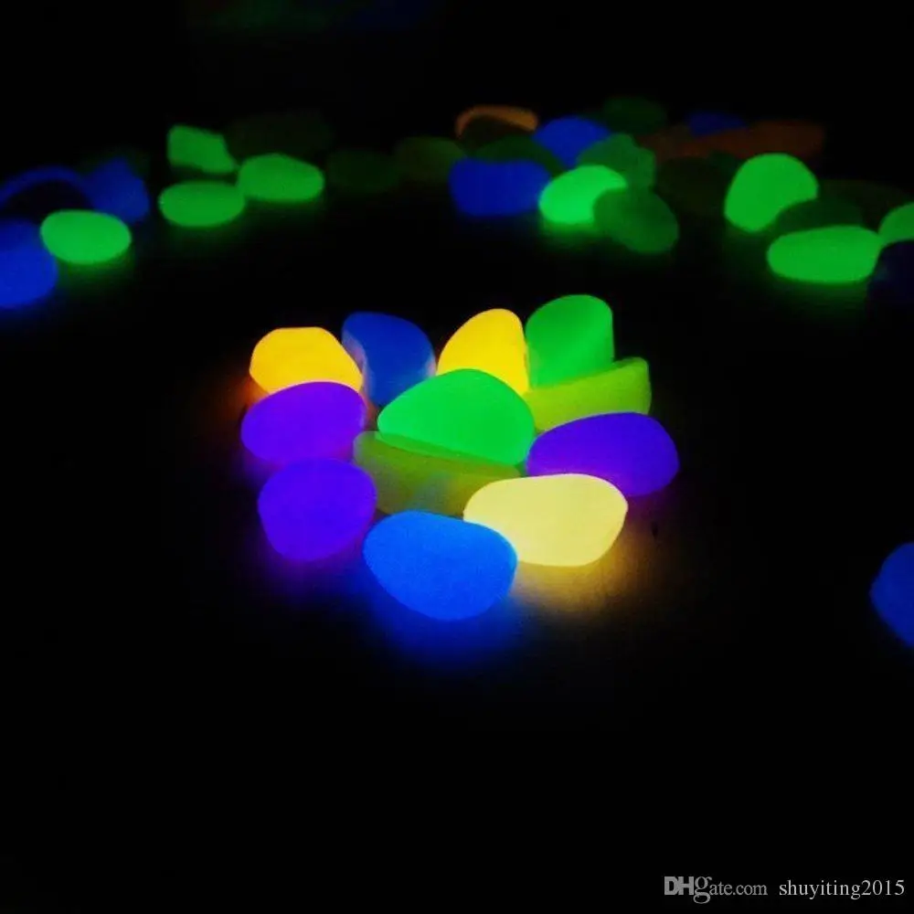 

Free Shipping Glow In The Dark Stones Green Decor Garden Outdoor Pebble Luminous Rocks Aquarium Fish Tank Decor