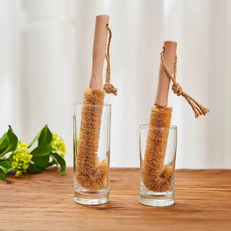 

Инструменты для чистки чашек, щетка для чистки бамбуковой кокосовой пальмы с длинной ручкой, чистящие стекла для напитков, средство для чистки чашек в бутылке, искусственная щетка