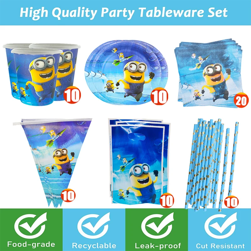 

Minions Theme 70-110pcs Birthday Party Decorations Cups Plates Tablecloth Toys Baby Shower Birthday Supplies free shipping items