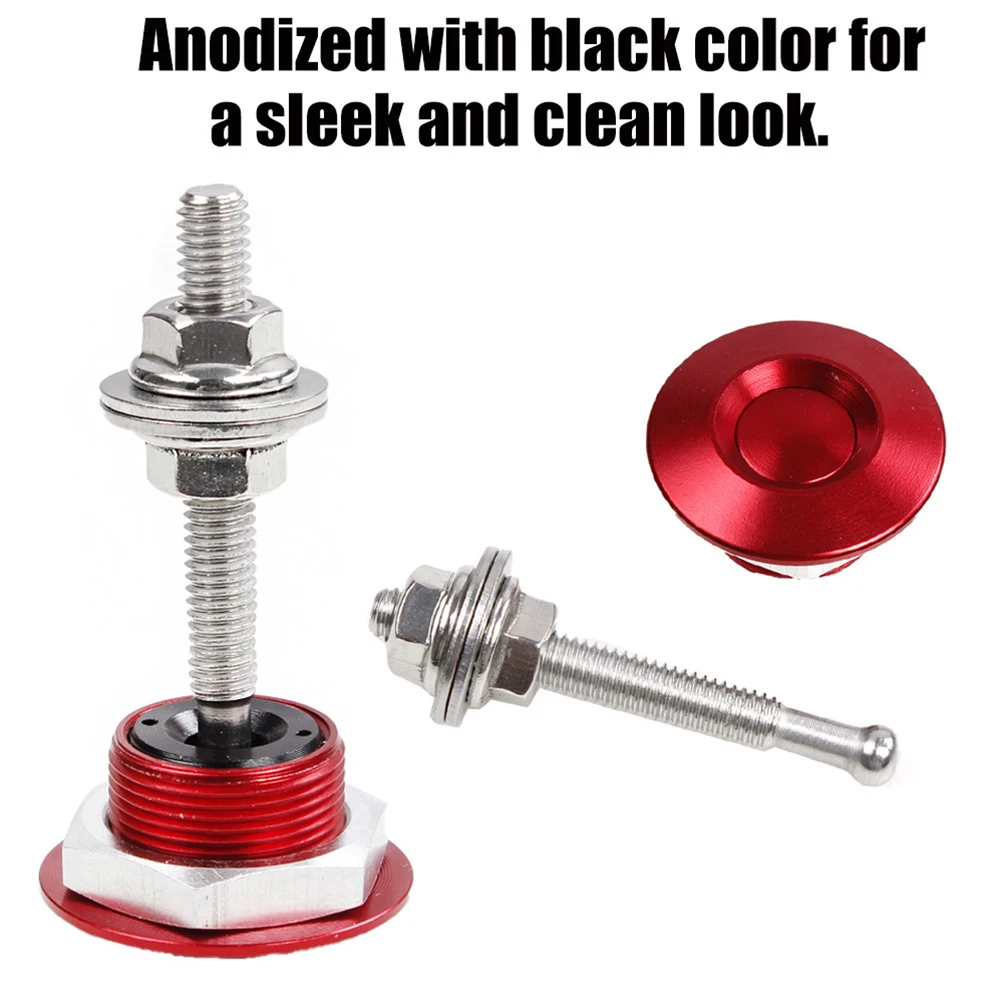 

2pcs Universal Aluminum Hood Push Button Bonnet, Release Lock Latch Bumper Engine Hoods For Cars, Trucks, SUVs