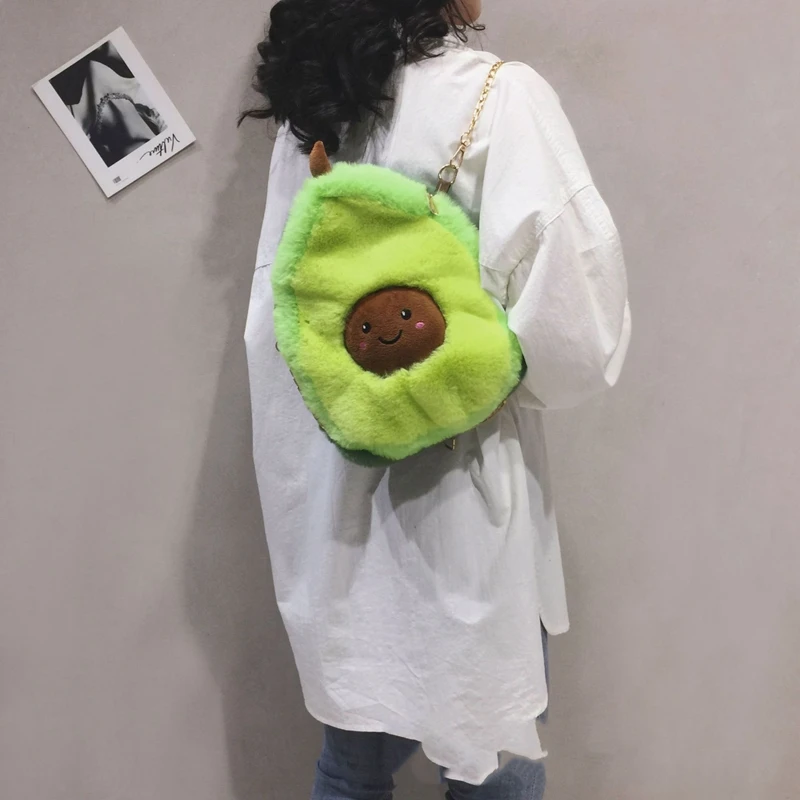 New Creative Chain Plush Backpack Soft Girl Doll Crossbody Bag Cute Funny Shoulder Bag female Storage mobile phone bag