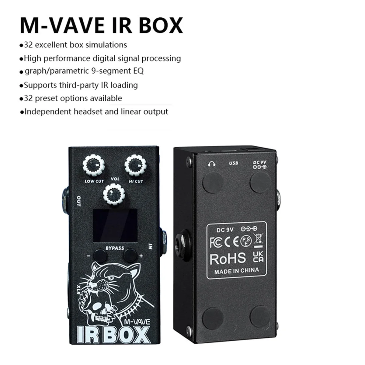 M-Vave IR-BOX эффекты баса для гитары 32 предустановленных опций доступны настройки