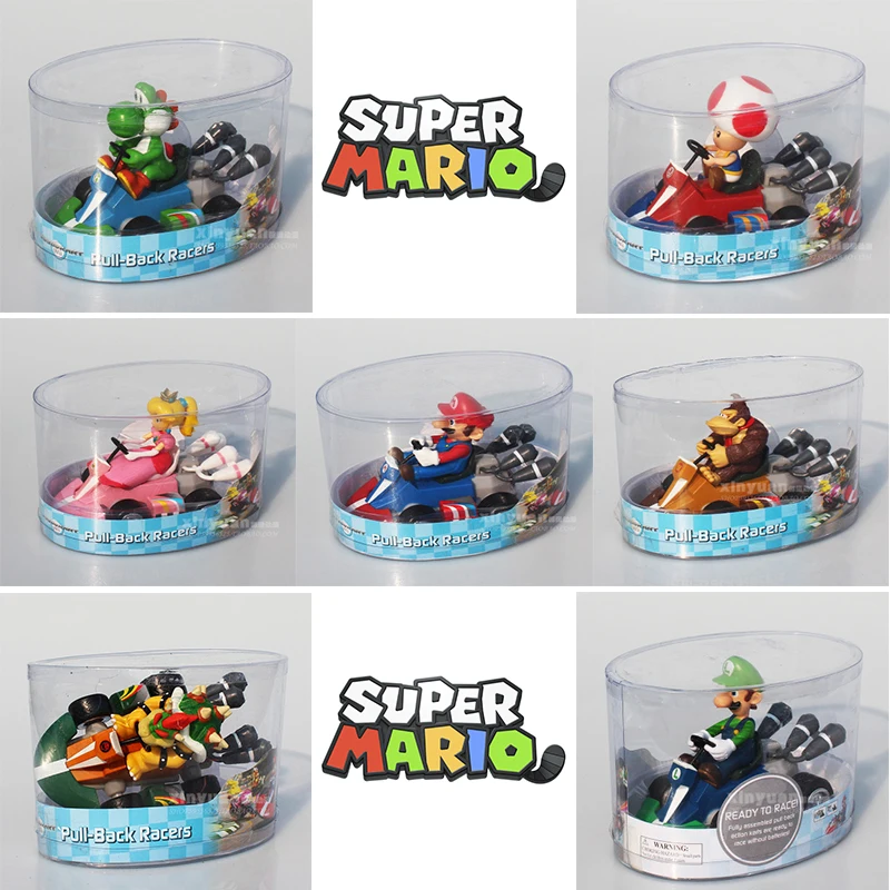 

Super Mario Bros Anime Toy Figure Karting Collectible Model Luigi Yoshi Donkey Kong Peach Pull Back Racers Kid Birthday Gift