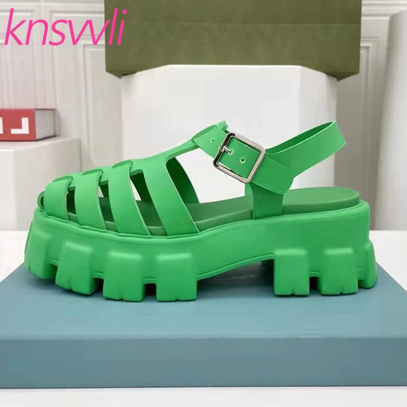 

Summer New Thick Bottom Sandals Women Platform Height Increasing Casual Shoes Ankle-Wrap British Style Leisure Sandals Female