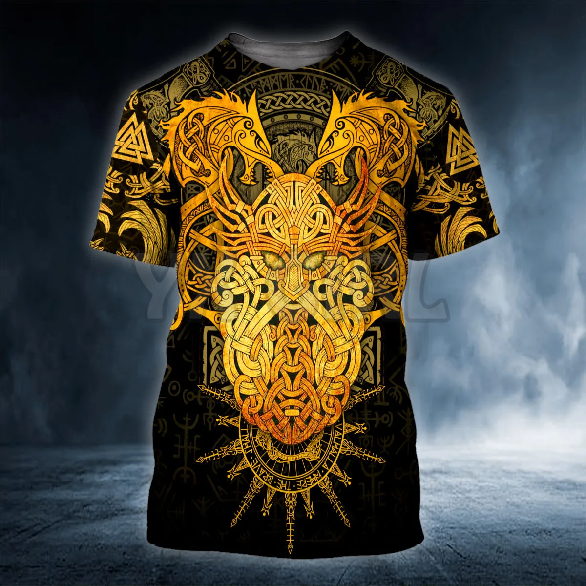 

2022 Summer Gold Odin King Viking Tattoo 3D All Over Printed T Shirts Tee Tops shirts Unisex Tshirt