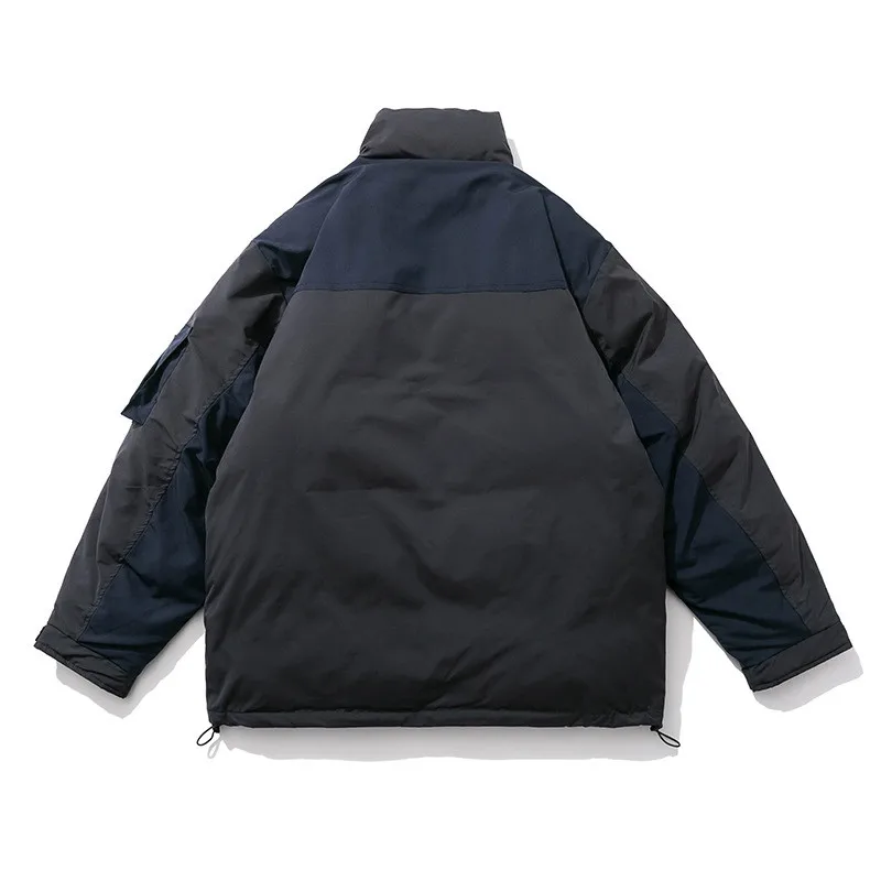 Rainbowtouches Thicken Mens Parkas Patchwork Pocket Warm Winter Jacket Coats Harajuku Fashion Male Loose Cotton Padded Jackets