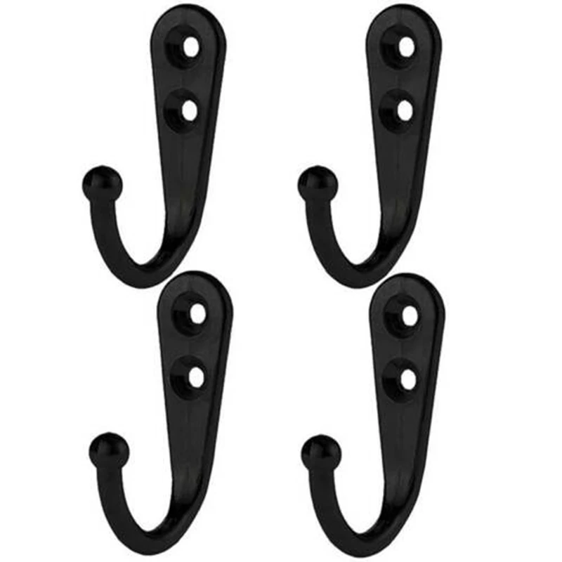 

10pcs 21*12*30 Mm Antique Zinc Alloy Small Black Hooks Coat Hangers With Screws Bathroom Cloakroom Exquisite Decor