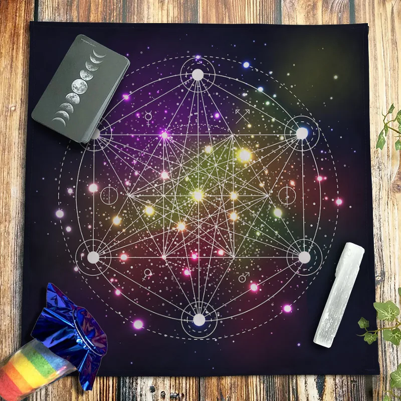 

Galaxy Metatron Cube Tarot Tablecloth Merkaba Altar Cloth Velvet Hexagram Oracle Card Pads Pagan Witchcraft Astrology Divination