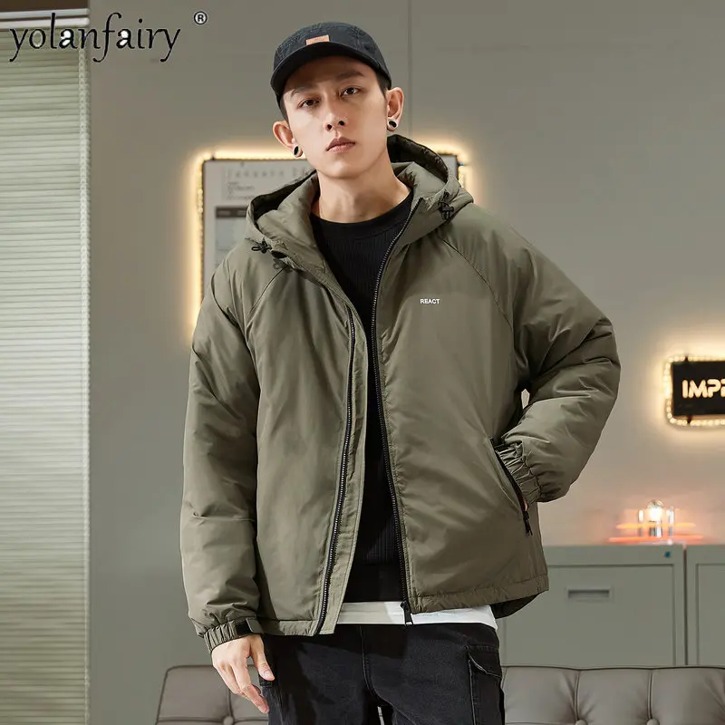 

YOLANFAIRY 2022 New Jackets Men Clothing Men's Winter Parkas Hooded Thickened Padded Silk-like Cotton Coat Male Tops Fashion FCY