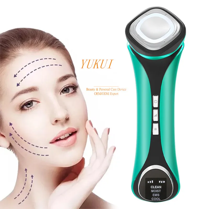 

4 In 1 Hot Cold Facial Massager EMS Face Lifting Device Light Therapy Skin Rejuvenation Anti Aging Wrinkle Pore Shrink Cleaning