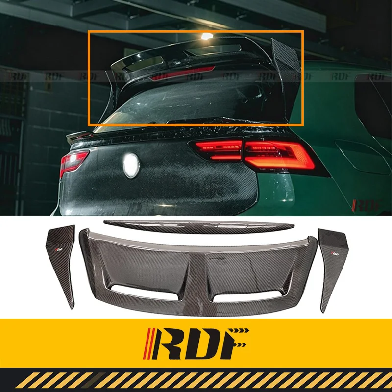 Фото Подходит для Volkswagen VW MK Golf 8 GTI: задний спойлер Yiso V3 из карбона, модификация крыла на крыше, задний сплиттер №1