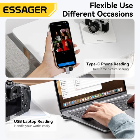 Essager 2 в 1 TF SD Card Reader Адаптер USB 2.0 для карт памяти Smart High Speed Card Reader Конвертер для ПК Аксессуары для ноутбуков