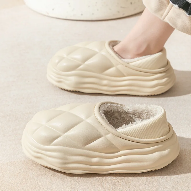 

Suihyung/зимние водонепроницаемые домашние плюшевые тапочки из ЭВА для женщин и мужчин; Теплая хлопковая обувь с подкладкой; Женские домашние ш...