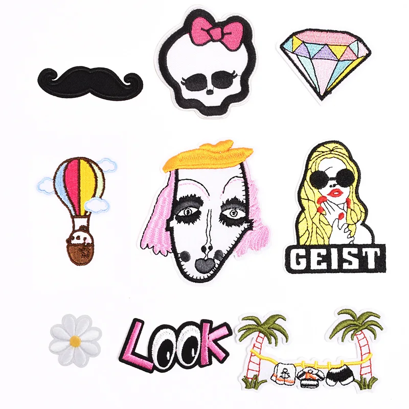 

Mixed 9Pcs/Lot Cute cartoon Patches Color Sewn Embroidery Applique Clothing Handmade DIY Garment Decor Accessories