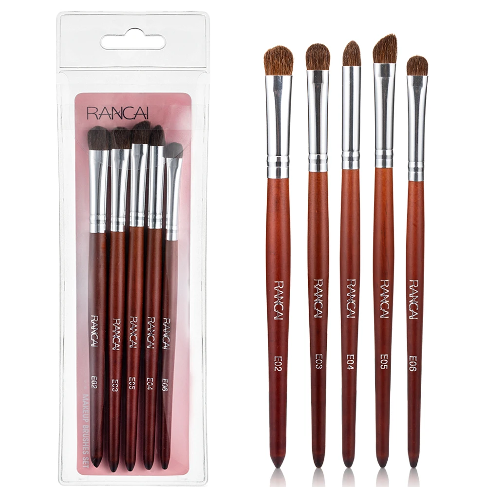

RANCAI 3/5PCS Makeup Brushes Blending Eyebrow Brush Eyeshadow Brush Nature Bristles Horse Hair Eye Shadow Brush Set