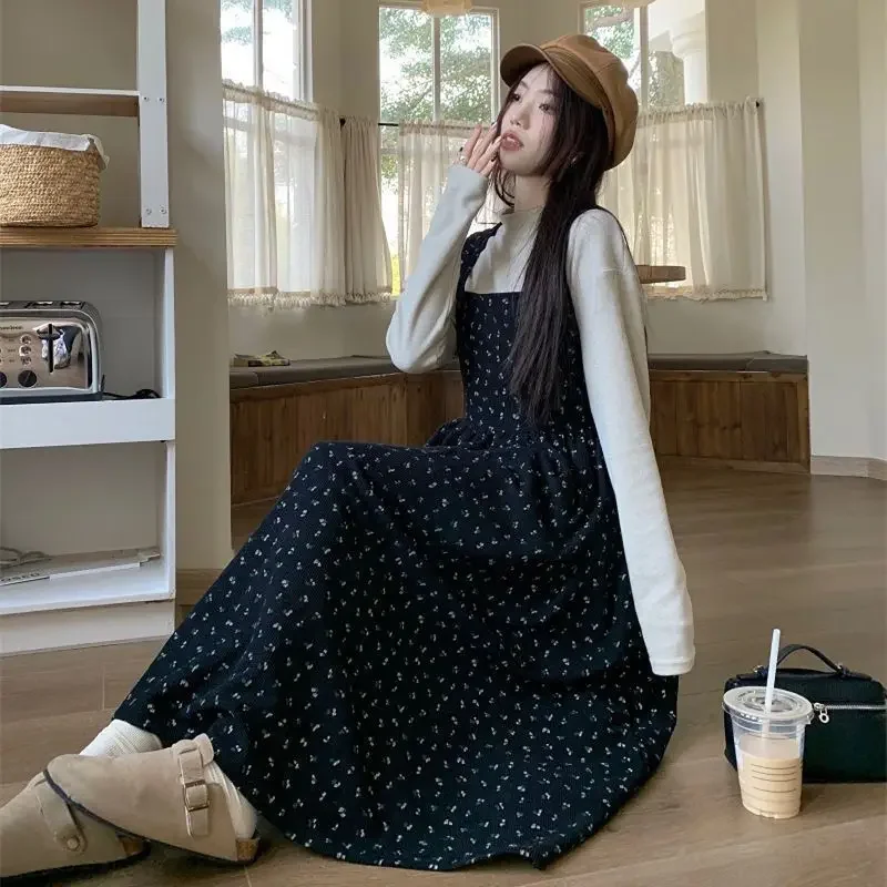 Женский вельветовый комплект из юбки и жилета с длинным рукавом