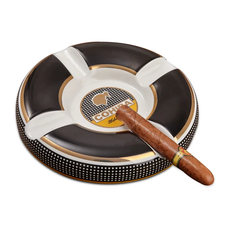 

Пепельница COHIBA керамическая с четырьмя отверстиями для курения, большая круглая пепельница из Китая, Бытовые аксессуары для сигар, подароч...
