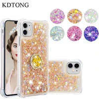 glitter liquid case for iphone 14 13 12 11 promax 6s 7 8 plus x xs max xr shell cute transparent soft silicone finger ring cover