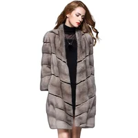 The long The mink coat grass silver blue grey mink ladies want a mink coat Woman's real natural fur coat