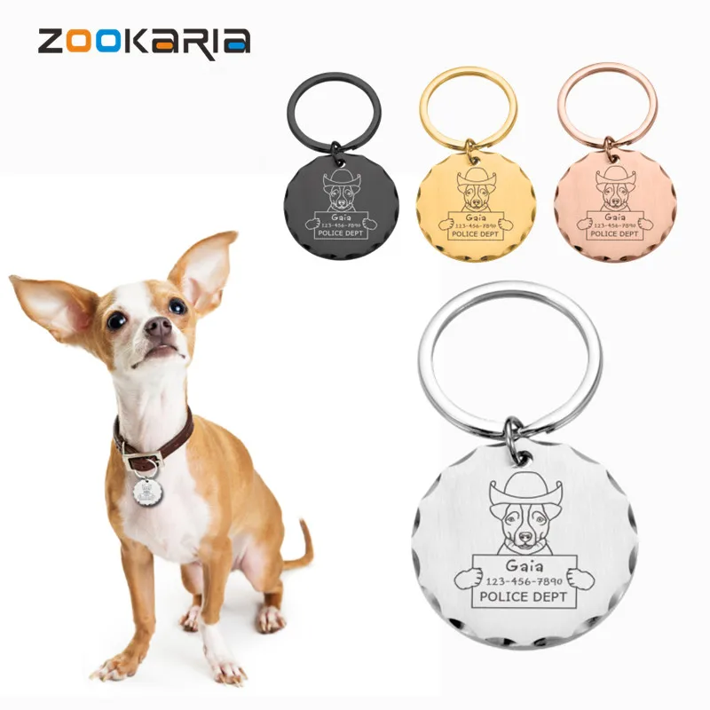 

Custom Engraved Pet Tags Personalized Dog ID Tag Cat Tags Nameplate Anti-lost Pendant Metal Keyring for Puppy Collar Accessories