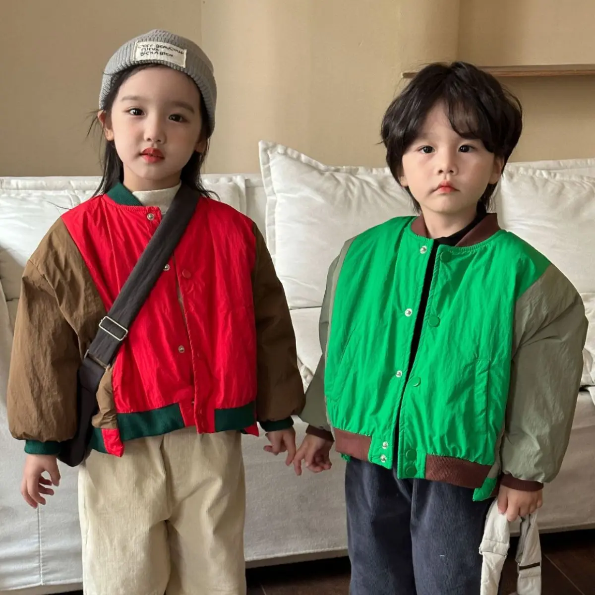 

New Autumn Winter Girl Baby Splicing Plus Velvet Coat Toddler Boy Fleece Thicken Casual Tops Fashion Children Warm Cotton Jacket