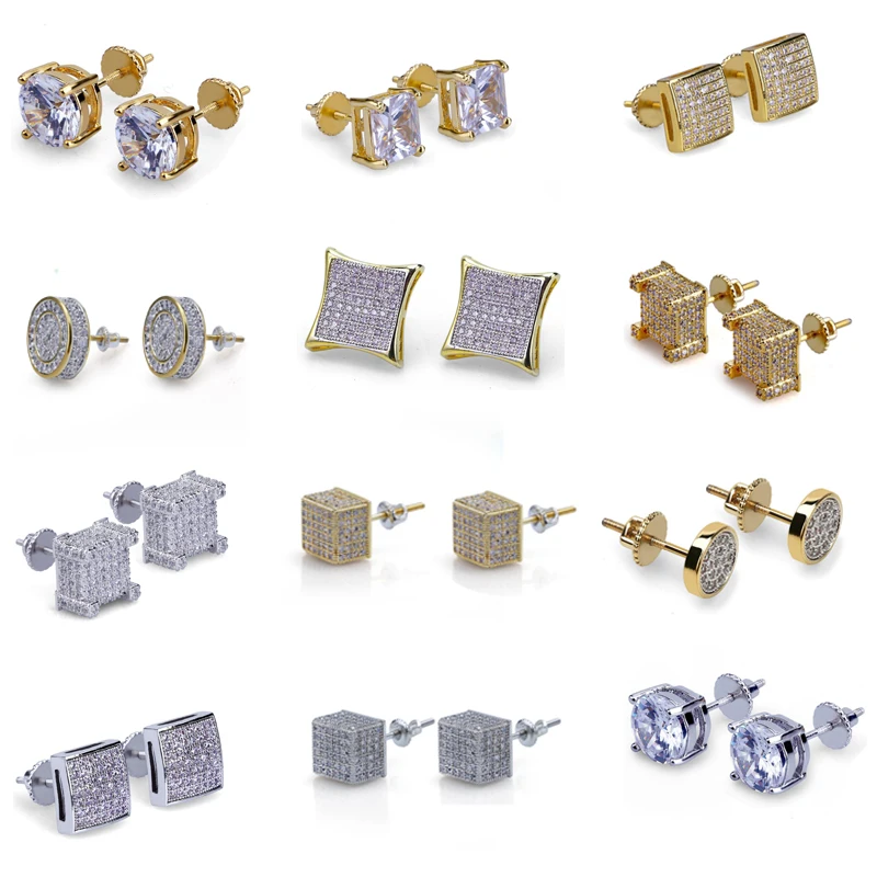 

Hot Selling Simple Geometric Stud Earrings for Women Shiny White Zircon Exquisite Versatile Female Earring Fashion Jewelry