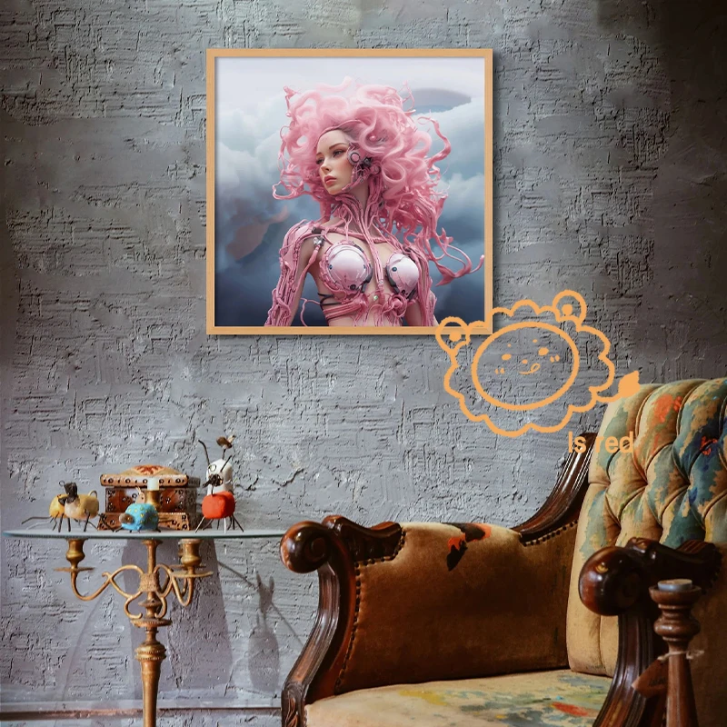 Постер Androids розовая Роботизированная девушка футуристические румяна cyборг