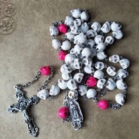 dia de los muertos rosary howlite skulls guadalupe center ornate crucifix catholic rosary five decade rosary stainless ste