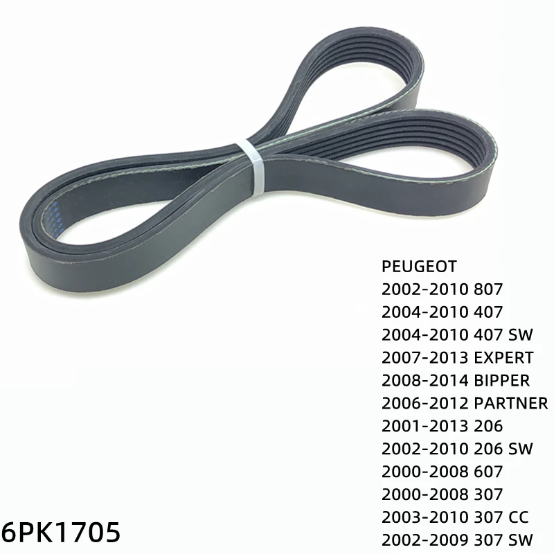 

6PK1705 Engine Air Conditioner Belt V-Ribbed Belts Drive For PEUGEOT 206 307 407 SW 807 EXPERT BIPPER PARTNER 607