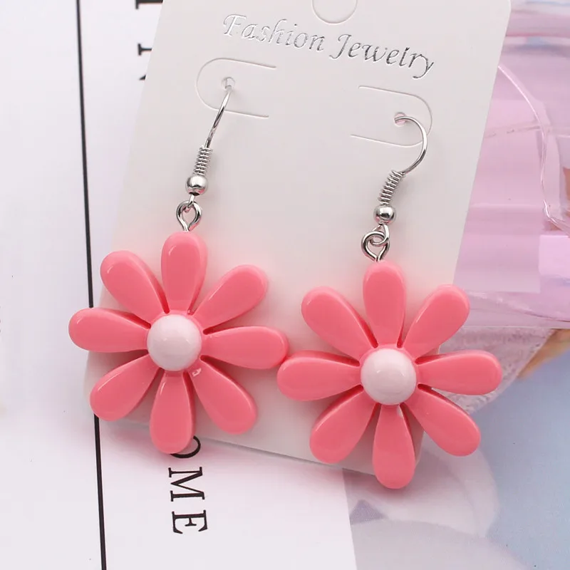 Висячие серьги в Корейском стиле с маргариткой милые Этнические из смолы цветами
