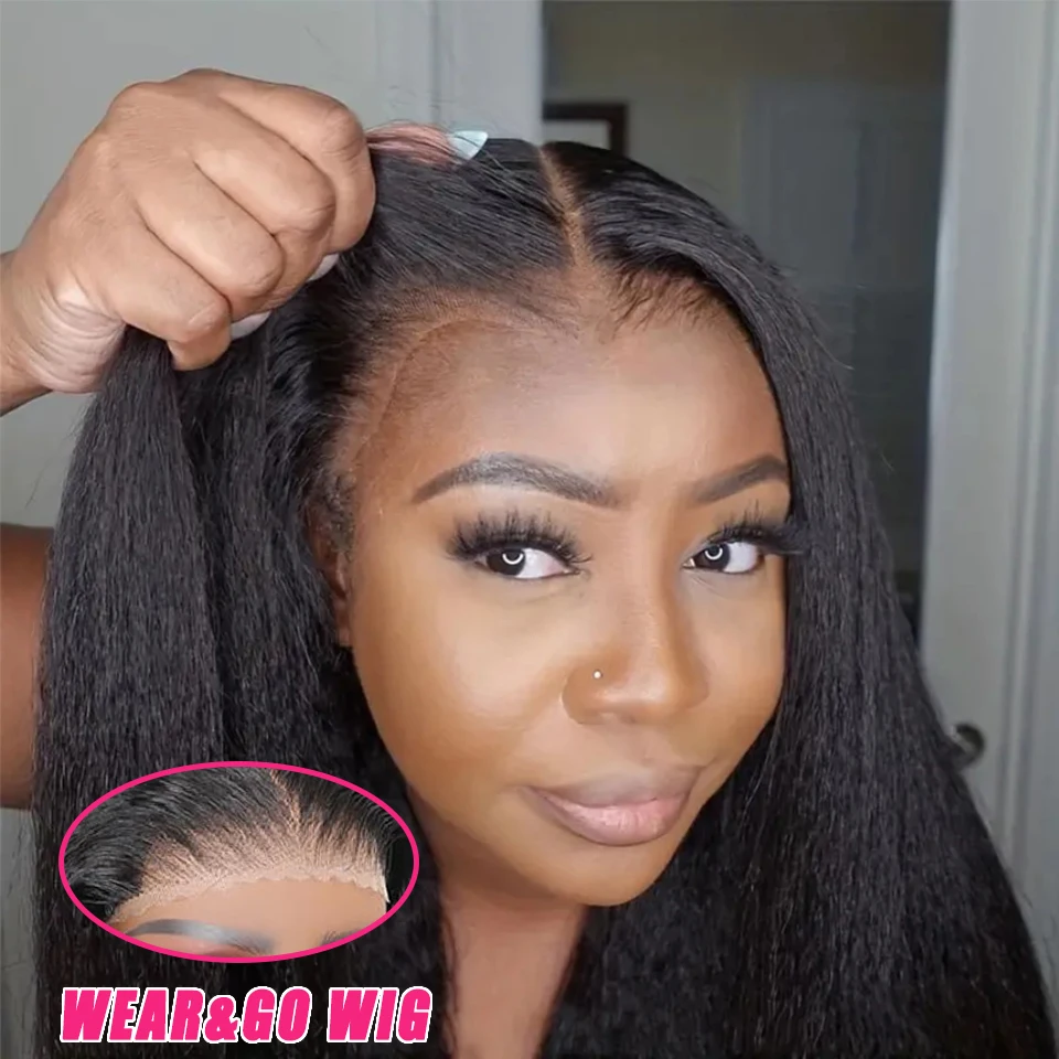 

Kinky Straight Human Hair Wigs Glueless Wig Human Hair Ready To Wear 4x4 Hd Lace Human Hair Lace Front Wig Brazilian Wig On Sale