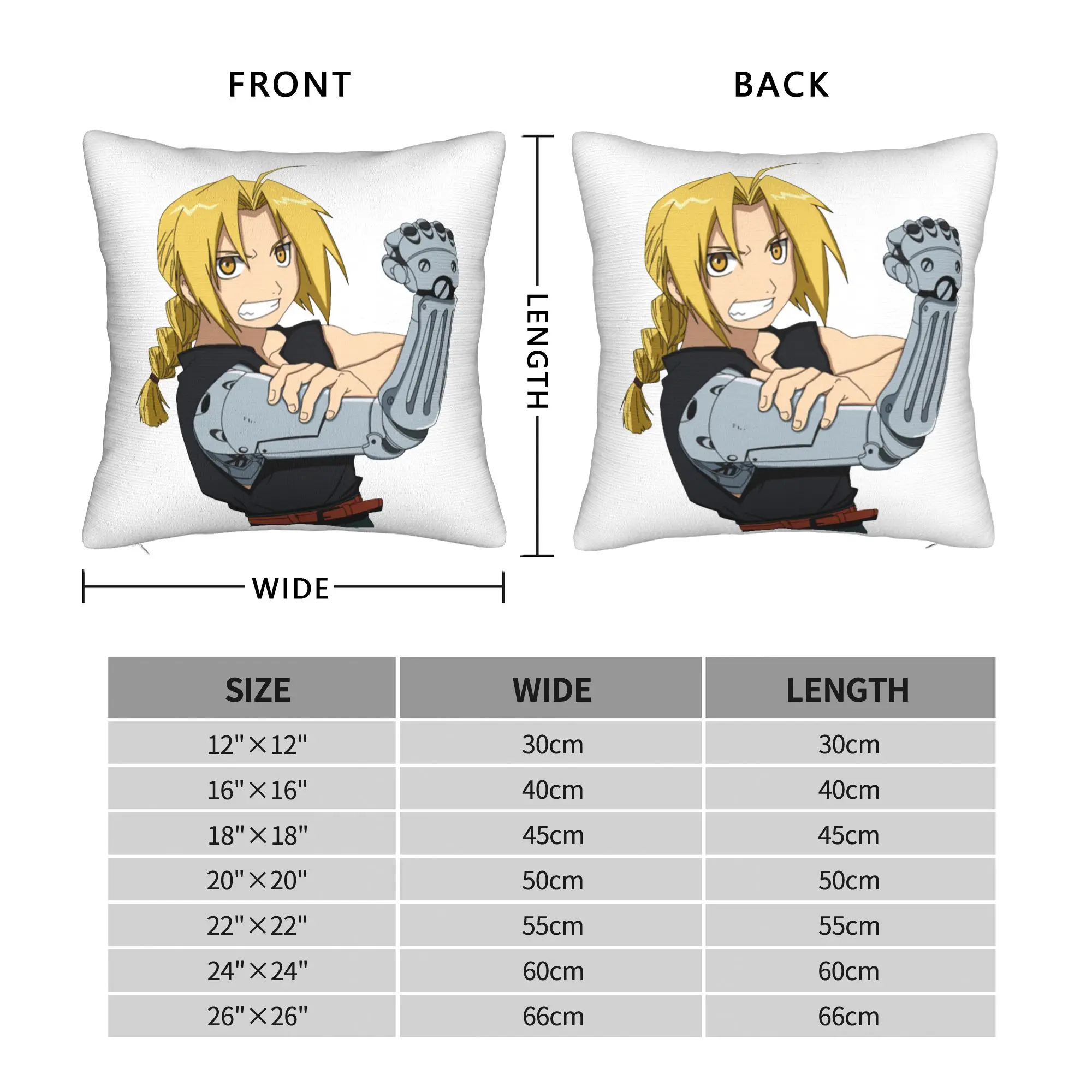Наволочка Fullmetal Alchemist Brotherhood с принтом, декоративная наволочка для подушки Аракава, чехол для стула, прямая поставка, 45*45 (art.: 3920da3014062) - 3920da3014062