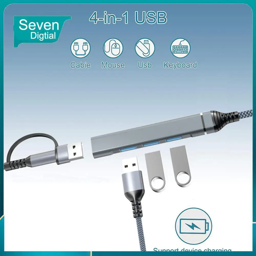 

Portable 4 Port Multi Splitter Adapter Ethernet Adapter Usb 3.0 Type-c Hub 5gpbs Usb3.0 Laptop Converter Small High Speed