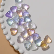 BoLian 10pcs/Lot Gillter Heart Resin Cabochon Patterns Cute for DIY Earring Bracelet Necklace Phone Case Making Jewelry Finding