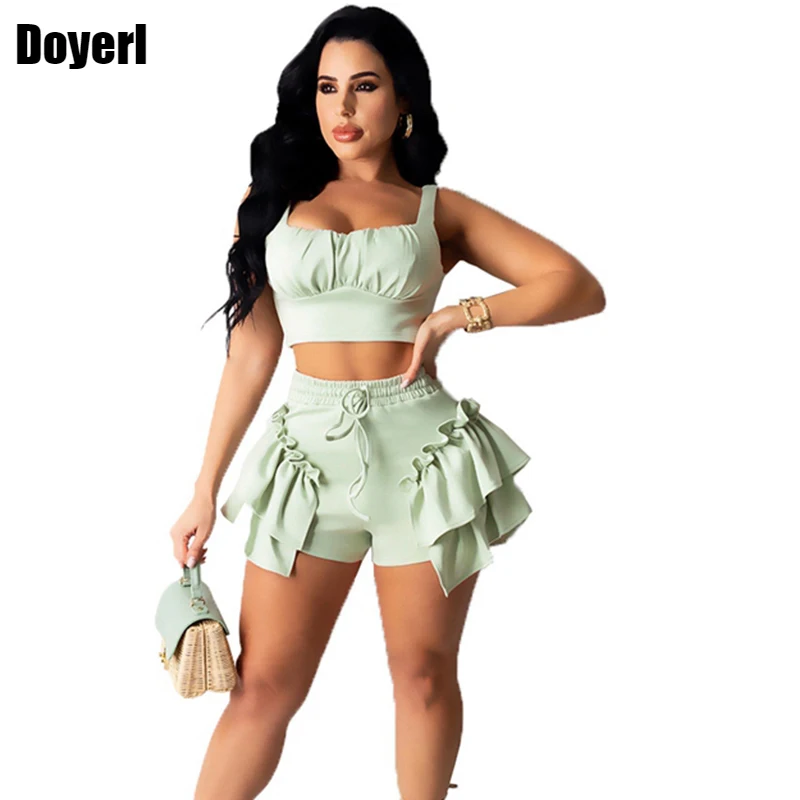 

Summer Two Piece Set Shorts Sets Women Going Out Casual Co Ord Short Suits Festival Clothing Ruffle 2 Piece Sets Womens Outfits