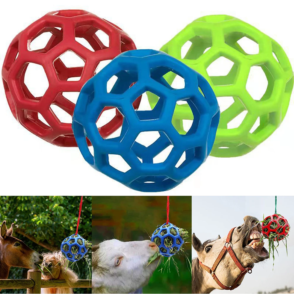 

Hanging Hay Feeder for Horse Goat Slow Feed Hay Ball Horse Treat Balls TPR Horse Sheep Forage Feeding Ball Toy Relieve Stress