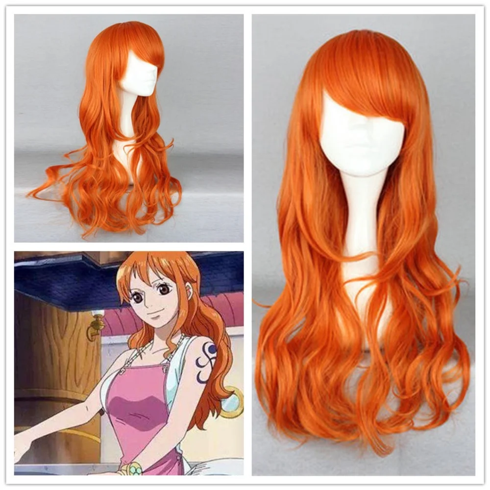 

Женский костюм для косплея из аниме ONE PIECE Nami, длинный парик оранжевого цвета с термостойкими синтетическими волосами, 2 года спустя