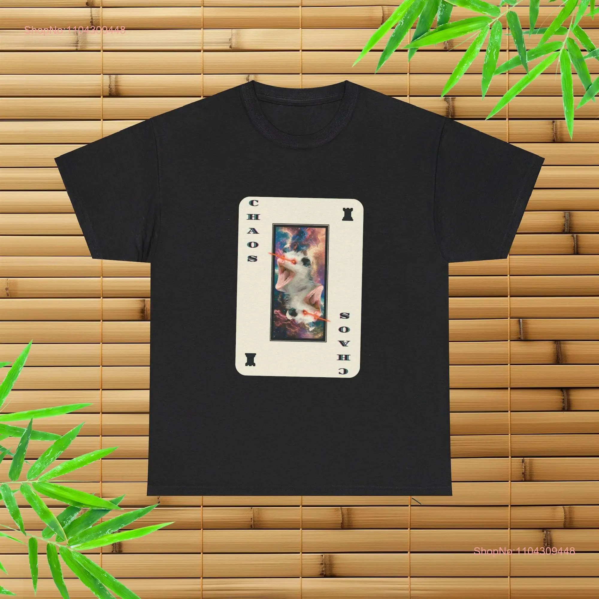 Хаос Опоссум Карты Таро Футболка Забавные животные Мем Кляп с длинными или