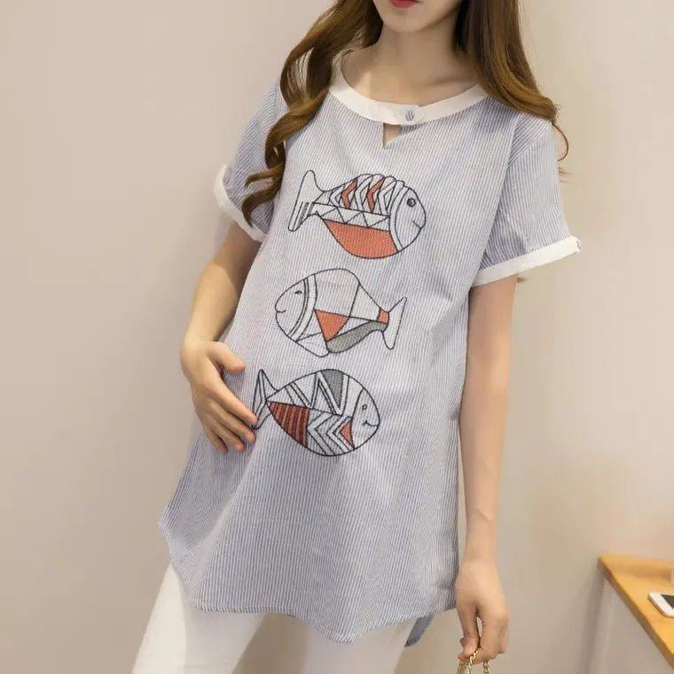 

Spring 2022 Maternity short sleeve shirt large size maternity dress2022