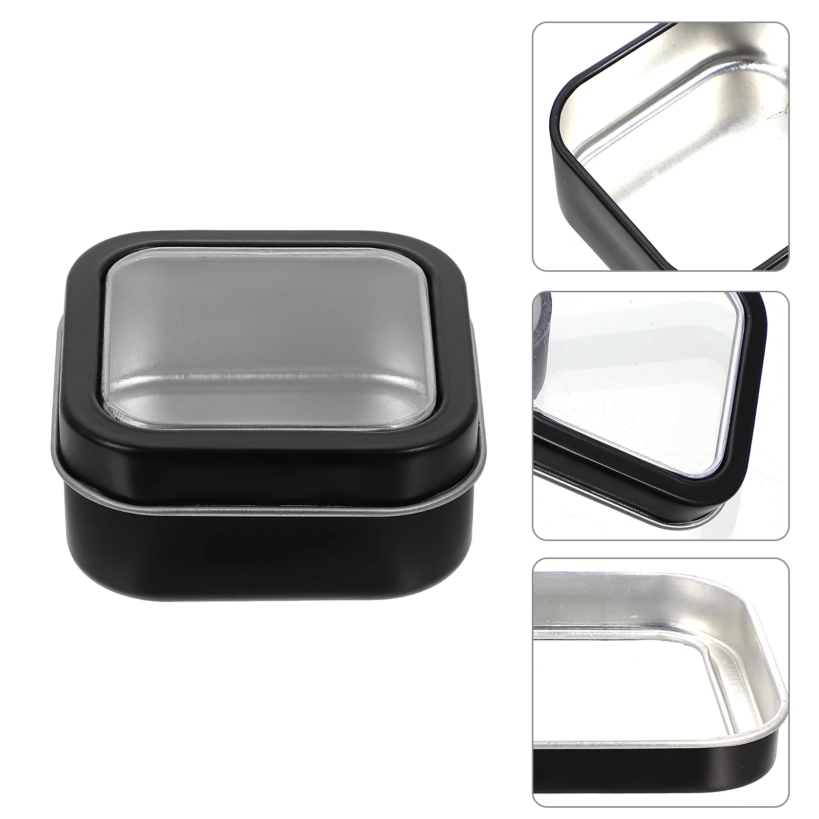 

16Pcs Square Iron Tins Empty Candle Box Durable Candy Box with Clear Window Lid