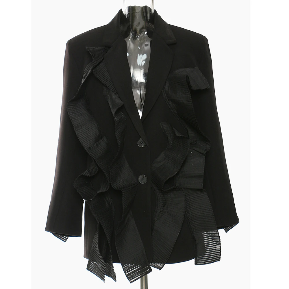 

Женский плиссированный Блейзер, демисезонный пиджак с прострочкой, деловая уличная одежда для мужчин и женщин, 2023