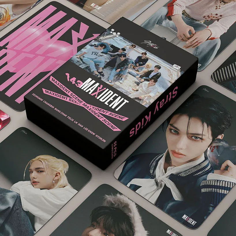 

55Pcs/Set Kpop Stray Kids Photocards Stars Lomo Card MAXIDENT Album Double Side HD Print Photocards Cute Fans Gift Lomo Cards